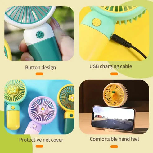 Portable Rechargeable Mini USB Fan | High Speed Handheld Cooling Fan with 3 Speed Modes for Summer, Travel & Office