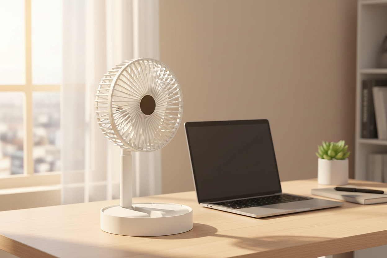 Powerful Rechargeable High Speed Table Desk Fan in modern workspace